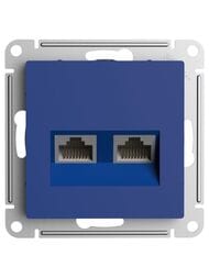 Розетка Systeme Electric ATLASDESIGN двойная компьютерная RJ45+RJ45 категория 5E аквамарин ATN001185