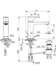 Смеситель для умывальника Ideal Standard Connect Air A7012A5 однозахватный, д/к/, Magnetic Grey