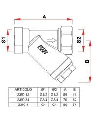 Фильтр косой FAR 1/2"В, 300мкм, FA 2390 12300