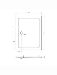 Душевой поддон из стеклокомпозита CEZARES (1200х900х35) прямоугольный TRAY-M-AH-120/90-35-W