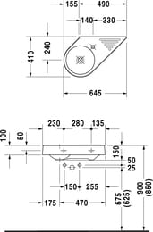 Рукомойник диагональный DURAVIT ARCHITEC 645х410х150 отв. под смеситель, раковина слева 0764650000 — миниатюра 5