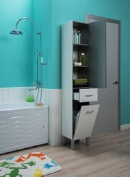 Пенал Aquanet Верона 35 R (350х2000х339) напольный, бельевая корзина, белый акрил 178973