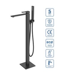 Смеситель для ванны/душа BelBagno LUCE LUC-FMT-NERO напольный, черный матовый