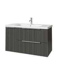 Тумба под раковину Caprigo RAIN 100 (1166х446х550) подвесная, 2 ящ, 1 дверь, Графит 36515L-SF019
