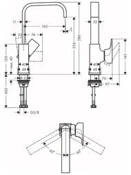 Смеситель Hansgrohe Metropol 32511990  для умывальника, с донным клапаном, 230мм, полиров золото