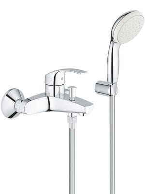 Смеситель для ванны/душа Grohe EuroSmart настенный, однорычажный, с душ. гарнитуром, хром 3330220A