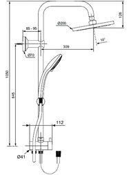 Ideal Standard IDEALRAIN ECO Душевой набор A6281AA верхний и ручной душ, штанга, переключатель