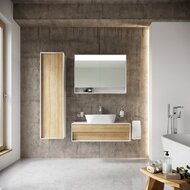 Пенал RAVAK SB STEP 430х290х1600 подвесной, белый глянцевый лак/шпон дуб X000001419