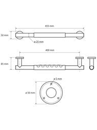 Поручень Bemeta Omega 104507675 400мм, настенный, цвет: хром/черный