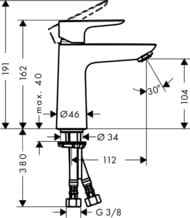 ��������� Hansgrohe Talis E 71711000 ��� ��������,������������, �� ������� �������� push-open, ����