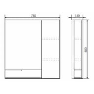 Зеркало-шкаф COMFORTY Верона-75 (750х800х150) подвесной, дуб белый 00004137100