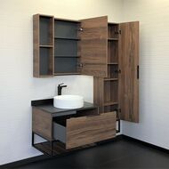 Тумба COMFORTY Порто-75 (755х645х520) с раковиной, со столешн., дуб темн.-коричн. 00-00008926