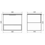 Тумба COMFORTY Франкфурт-60 (600х540х460) подвесная, с раков., дуб шоколадно-коричневый 00004150530
