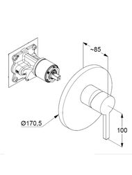 Смеситель KLUDI Nova Fonte Puristic для душа встраиваемый, однозахватный, черный мат. 206553915