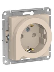 Розетка Systeme Electric ATLASDESIGN с заземл. со шторками с выталкивателем 16А бежевый ATN000247