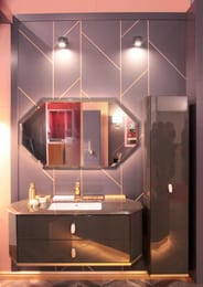 Уценка! Зеркало Diamante Zaffiro ZAFMIRl100 ORO Brash 1000х700мм с подсветкой, Smoke глянец/золото - уценка. — изображение 2