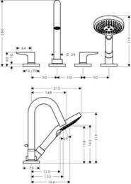 ��������� Axor Citterio M 34444000 �� ���� ����� �� 4 ���������, ����� 135 ��, ������ ���, ����