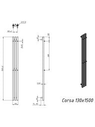 GROTA CORSA Полотенцесушитель электрический 130х1500 N EL RAL9005 черный