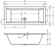 ����� ��������� RIHO LUSSO 170x75 ��� ������������, �������������