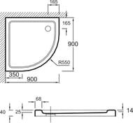 ������� ������ Jacob Delafon FLIGHT (900�900�40) ���������, �����������, ��� ������ E62444-00