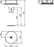 Уценка! Умывальник IPALYSS Ideal Standard (400х400х120) накладной, без перелива, kashmir E1398V4