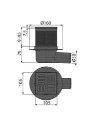 ������� ���� Alcaplast APV31BLACK 105x105/50 ���.��������, ����������� Smart, ������� ������