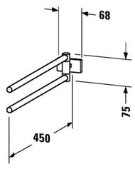 Уценка! DURAVIT Karree Полотенцедержатель двойной 45 см (хром) 0099581000