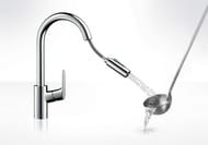 Смеситель Hansgrohe Focus M41 для кухни 240мм, вытяжной душ, сталь 73880800