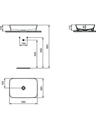 Умывальник IPALYSS Ideal Standard (550х380х125) накладной, без перелива, цвет slate grey E2076V5