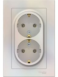 Розетка Systeme Electric ATLASDESIGN двойная с заземлением 16А в сборе жемчуг ATN000424