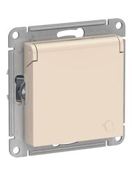Розетка Systeme Electric ATLASDESIGN с заземлением со шторками с крышкой 16А IP20 бежевый ATN000246