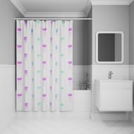 Штора для ванной комнаты IDDIS Base 200х180 см, с кольцами, полиэстер, белый BO03P18i11 — миниатюра 1