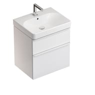 Geberit Smyle Square Тумба с раковиной 60 см, белый глянец +Зеркальный шкаф, подсветка 529.352.00.6