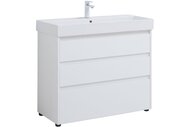 Тумба под раковину Aquanet Nova Lite 100 (950х435х735) напольная, 3 ящика, белый глянец 302478