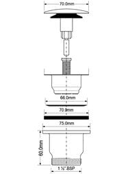 Выпуск пластиковый McAlpine "кнопка" (слив D-70мм) высота 60мм, выход 1 1/2" CWS70-CB