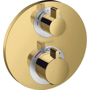 Смеситель Hansgrohe Ecostat S 15758990 термостат, с запор/перекл вентилем, внеш.часть, полир золото