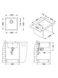 Мойка ALVEUS Monarch Quadrix 30 (450х450) монтаж универсальный, нерж. сталь 1мм, PVD золото 1103319 — изображение 2