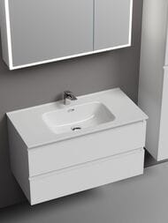 Тумба под раковину SANCOS Folk (890х450х500) подвесная, 2 ящика, Bianco FL90W