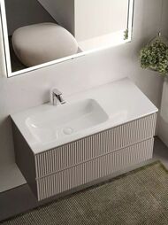 Тумба под раковину SANCOS Snob R (995x445x500) подвесная, левая, два ящика, Doha Soft SNR100LSM