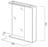 Зеркальный шкаф BelBagno MARINO 600х150х750 подсветка LED, правый MARINO-SPC-600/750-1A-BL-P-R