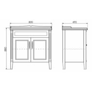 Тумба COMFORTY Палермо-80 (800х880х490) напольная, с раковиной, белый глянец 00004139245