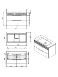 Тумба под раковину Caprigo MONBAR-Smalty 90 (870х446х550) подвесной, 2 ящика, 36313eml-043.000.00.20
