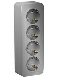 Розетка Systeme Electric BLANCA 4-я с заземл. со шторками с изол.пласт. 16А 250В алюм. BLNRA011413
