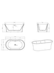 Ванна акриловая BelBagno BB201-1500-800 1500х740х595 овальная, отдельностоящая, переливом, белый