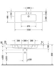 ���������� DURAVIT ME by Starck 1230�490 ����������.����.,1 ��������� ��� ����,������� 23361200001