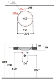 �������� Globo T-EDGE (370�140) ���������/�����������., ��� ��������� ��� ���������, ����� B6T38BI