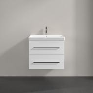 Тумба под раковину Villeroy & Boch Avento (580х452х514) 2 ящика, белое стекло A88900B4
