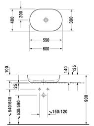 Раковина Duravit Luv 600х400 шлифованная, белая матовая, выпуск с керамической крышкой 0379602600