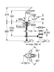 Смеситель Grohe EuroStyle 33558003 для умывальника, S-Size, с донным клапаном, хром