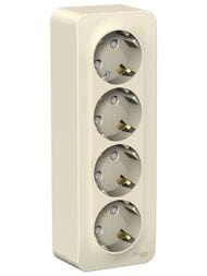 Розетка Systeme Electric BLANCA четырехпостовая, с заземл., со шторками, 16А 250В молоч. BLNRA011412